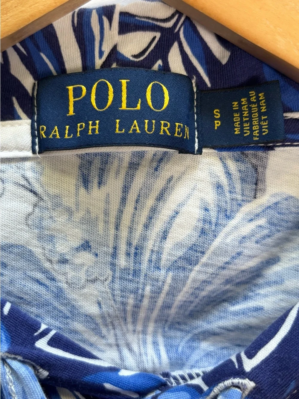 POLO Ralph Lauren Blue Floral Tropical Cotton Jersey Hooded T-Shirt S